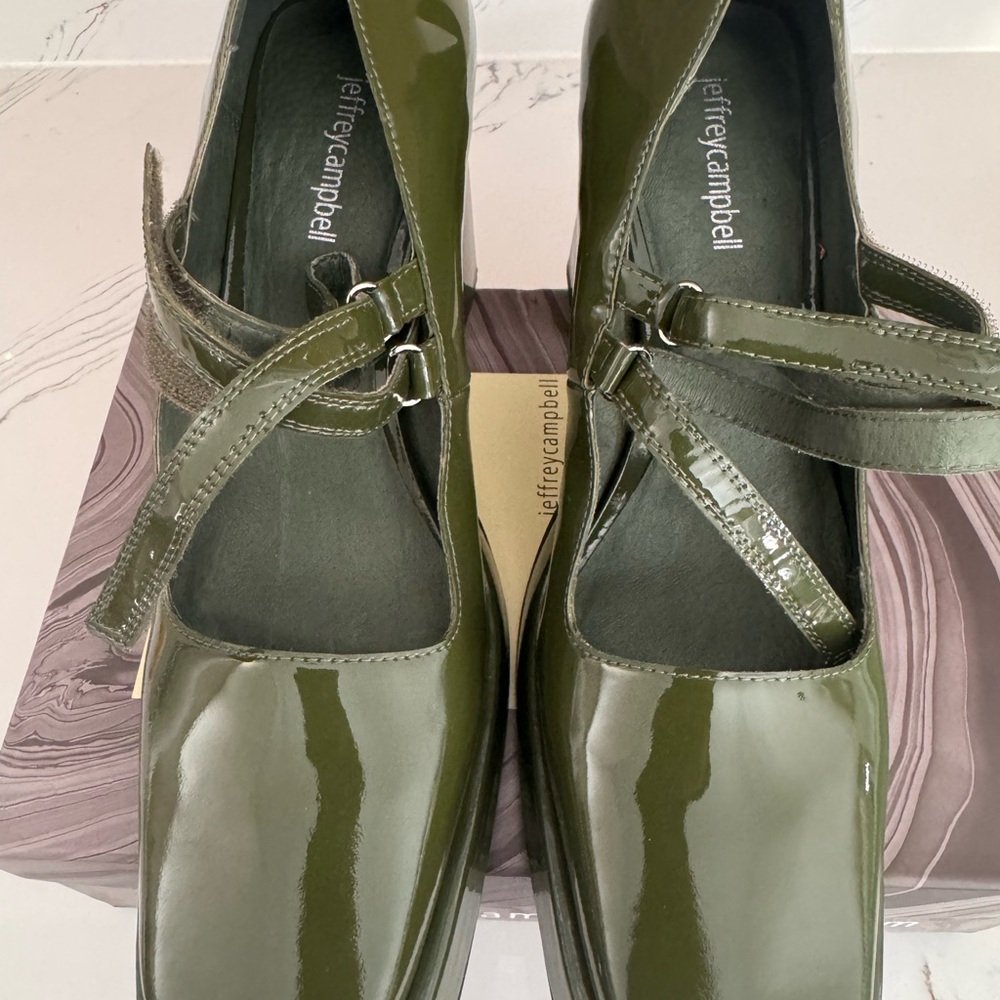 Jeffrey Campbell Olive Green Patent Mary Jane.